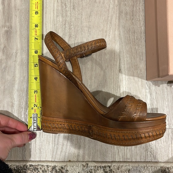 Miu Miu platform leather wedge sandals 39.5 - Picture 9 of 9